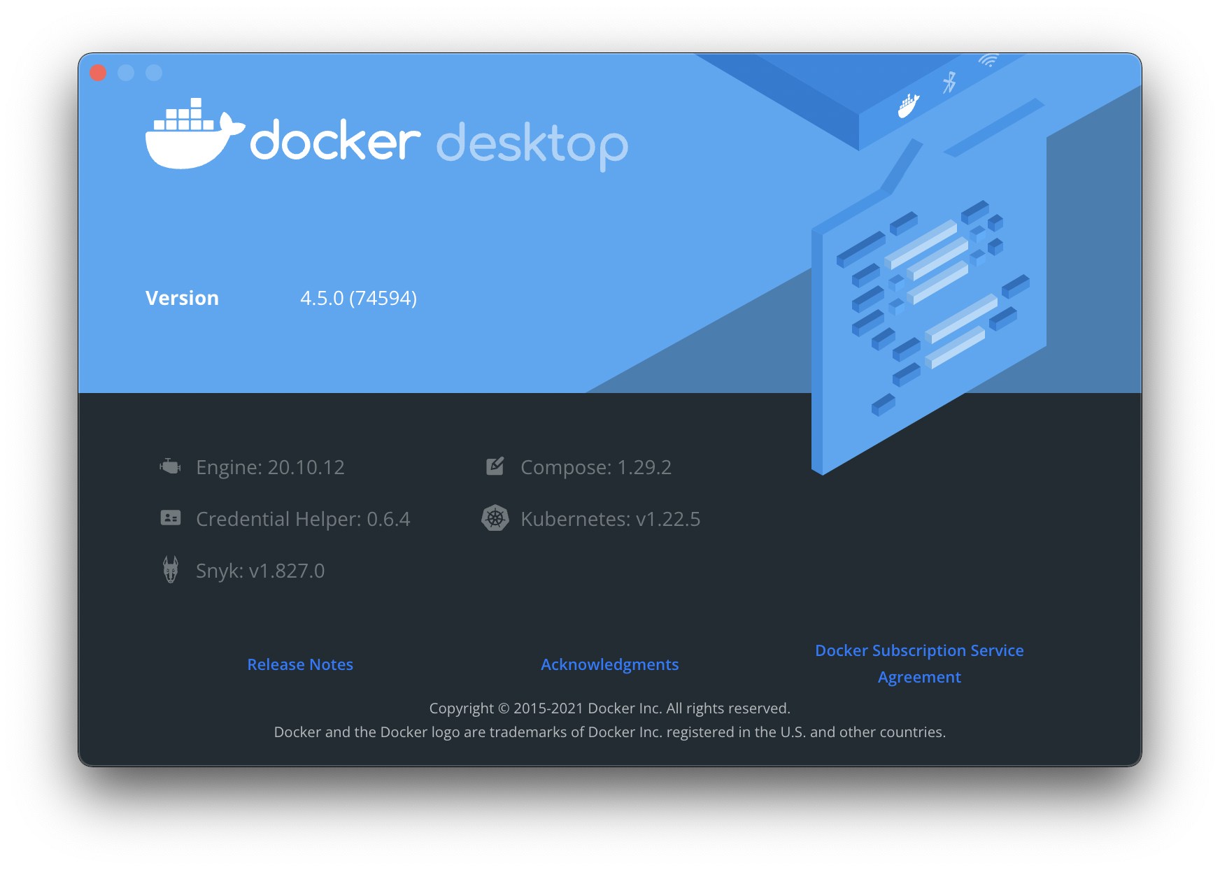 Docker desktop version details